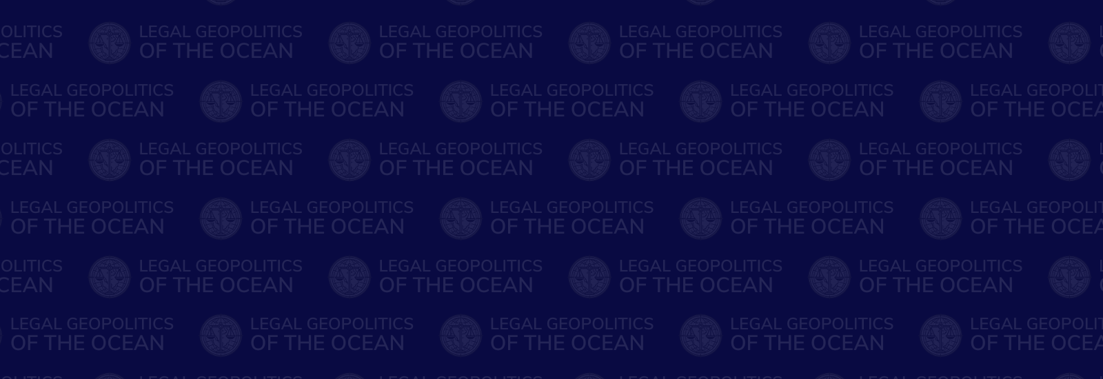 Legal geopolitics of the ocean logo repeating on a navy blue background