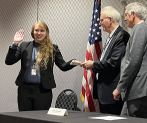 Sim player being sworn in