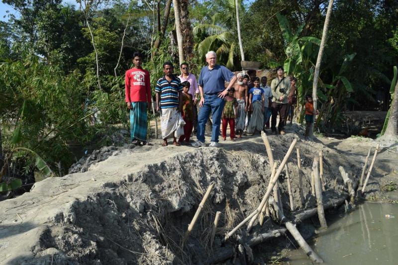Craig Jenkins on repaired embankment in Bangladesh