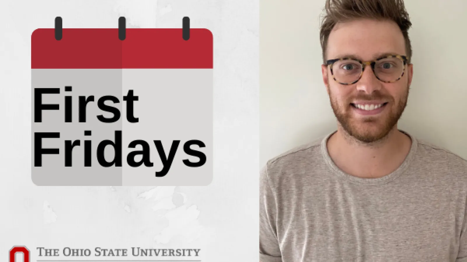 First Friday graphic with Trey Billing head shot 