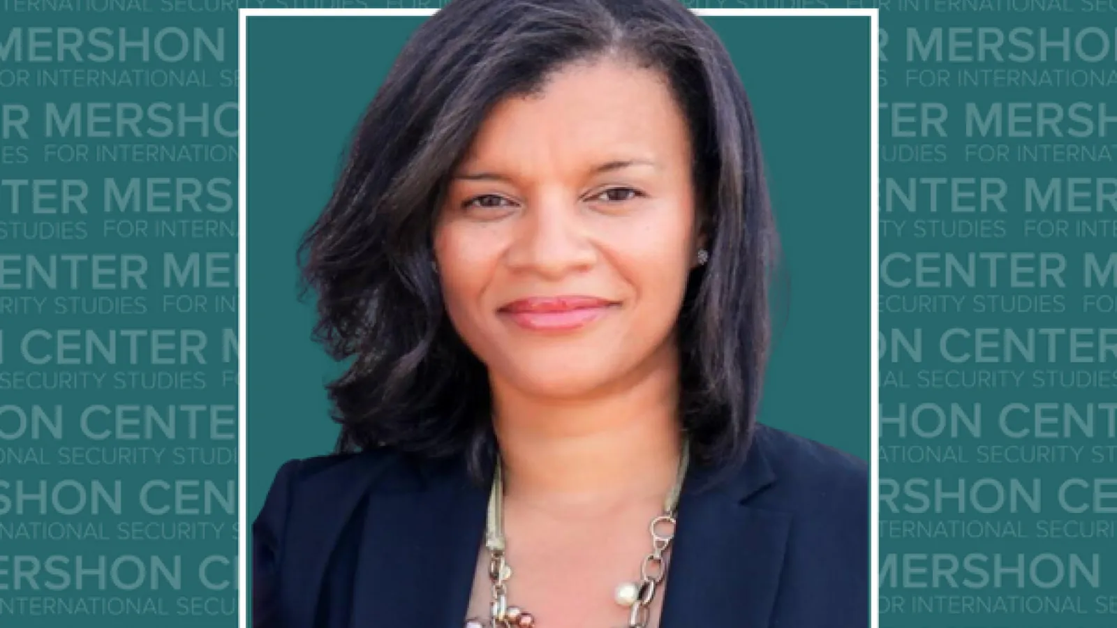 Photo of Sunnie Rucker-Chang with Mershon Center repeating text.