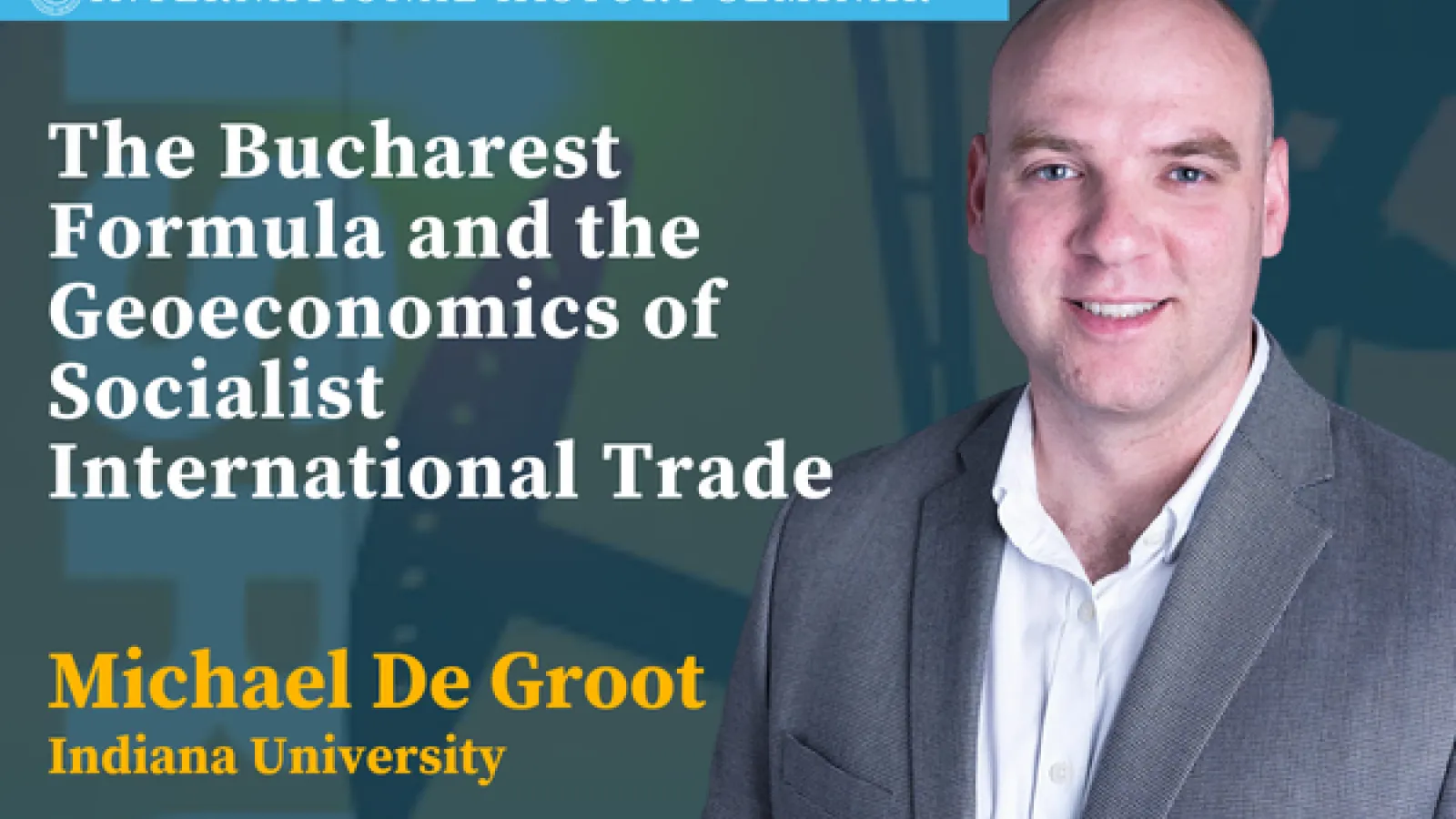 Michael De Groot and text with event title