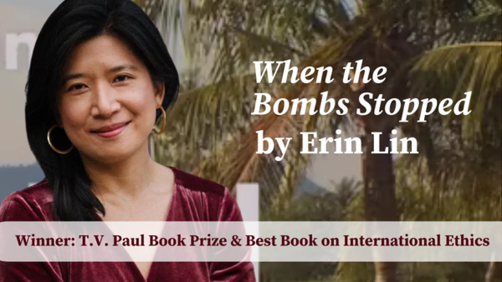 Erin Lin with palm tree in background
