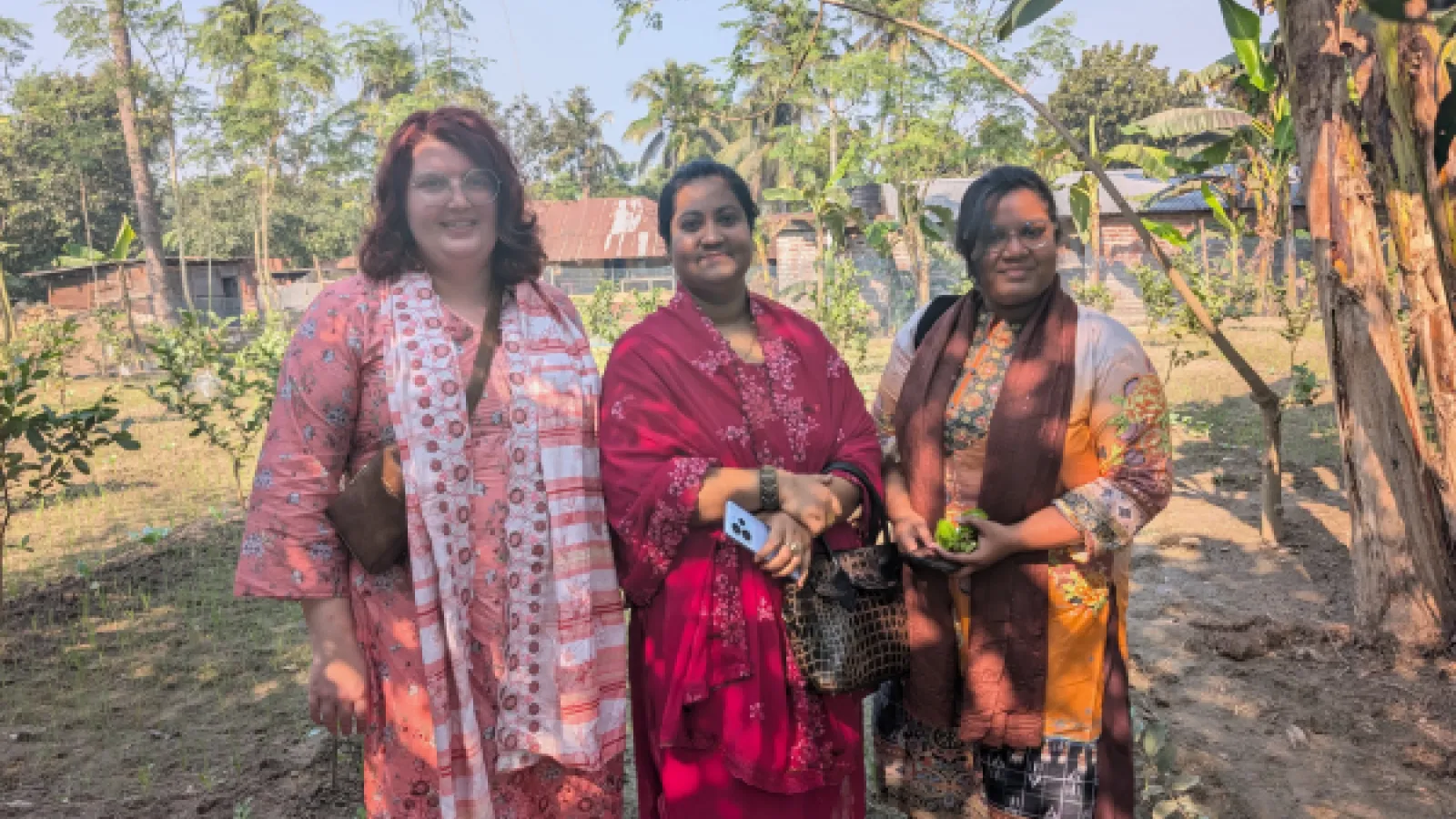 Three women on a farm in Comilla District Bangladesh