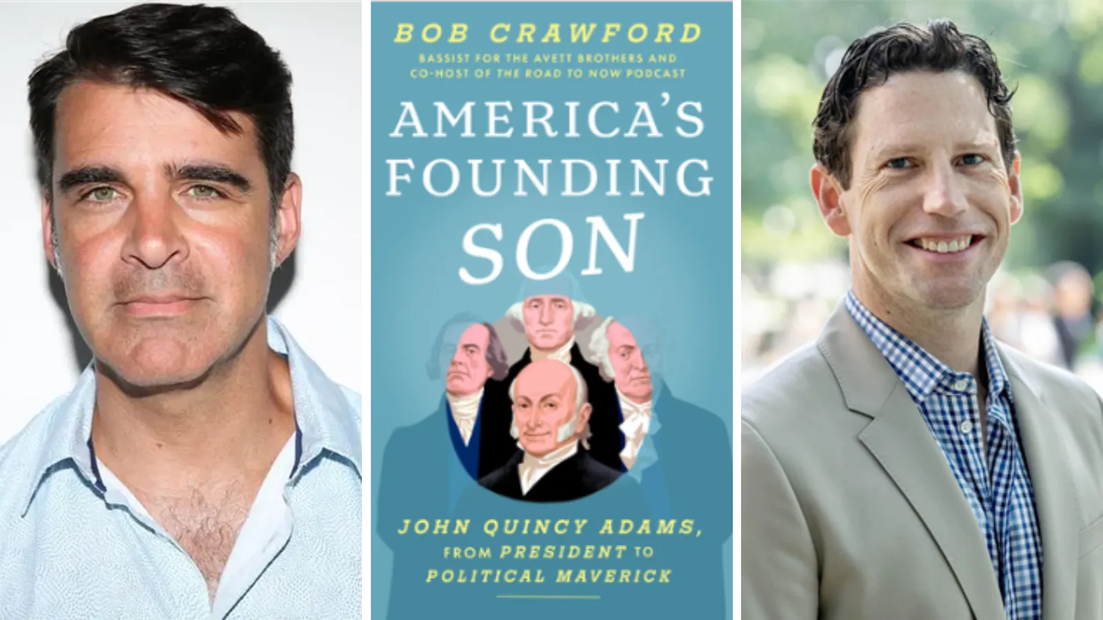 Bob Crawford, "America's Founding Son" book cover, and Chris Nichols