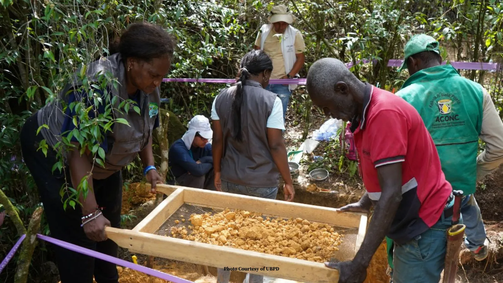 Family members sorting through bones of the disappeared in Colombia