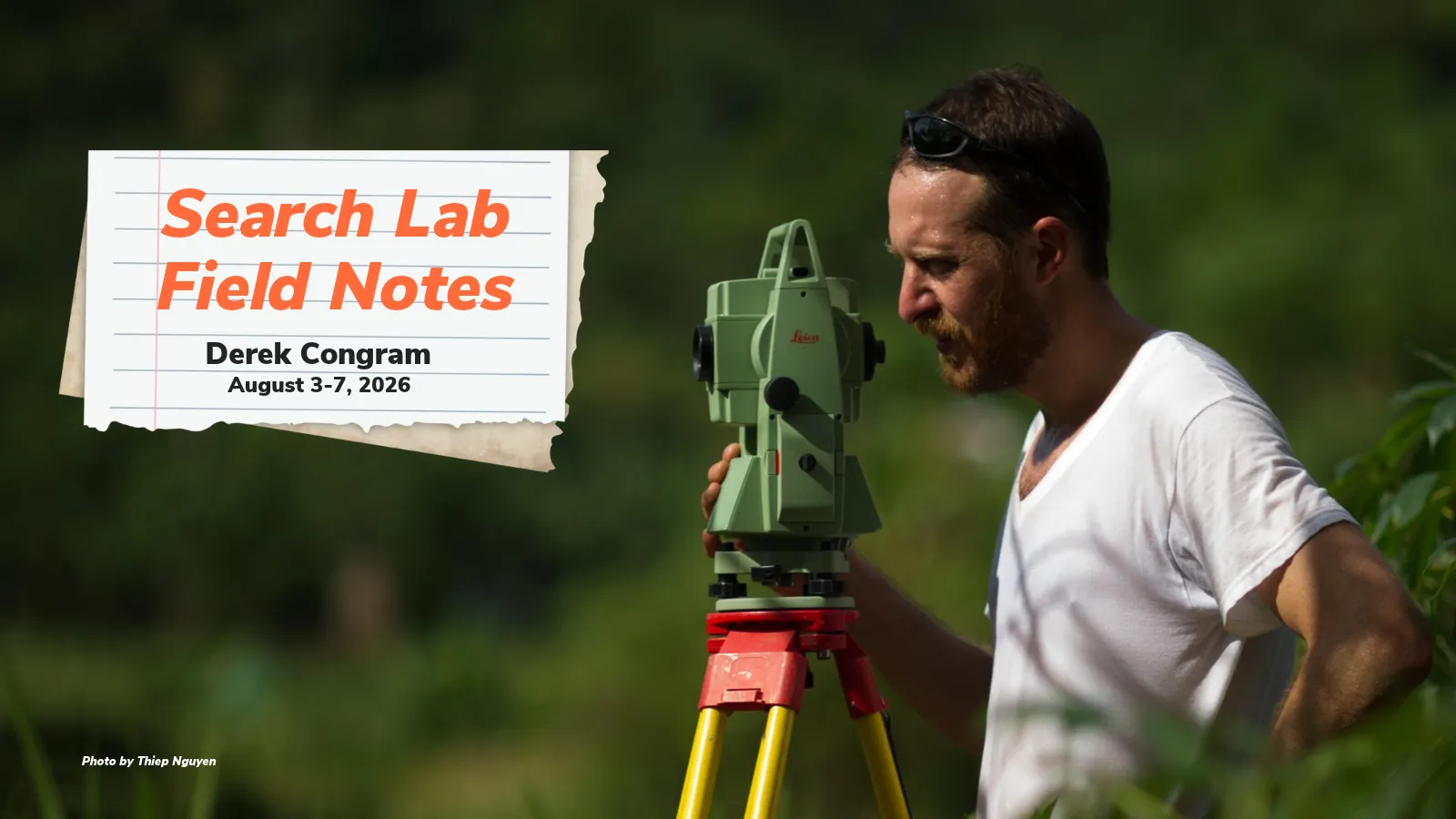Derek Congram with equipment in the field