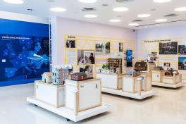 Interior of gallery exhibit of Constructing Hope: Ukraine