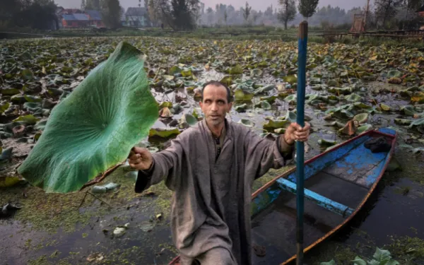 Man in boat on shore