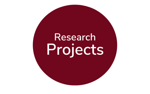 Text of Research projects over red circle