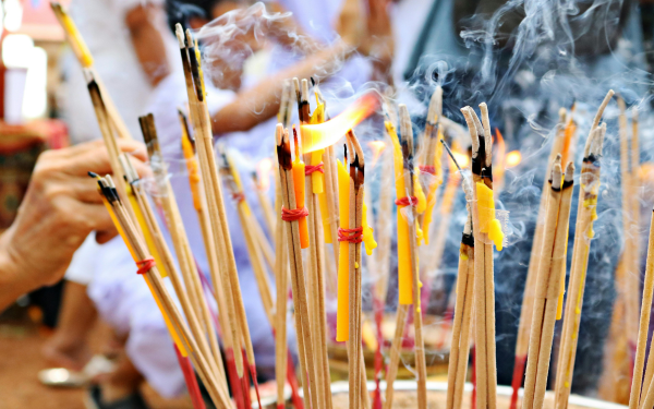 Incense sticks burning