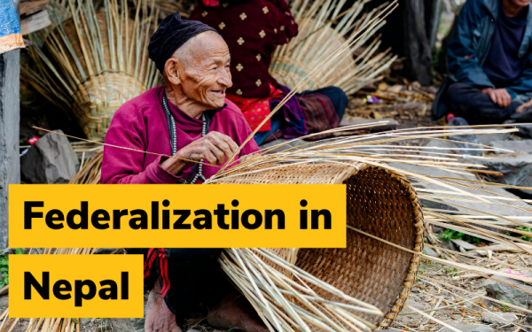 Women making a basket