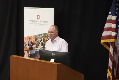 Andrew Preston at the podium during Rethinking American Grand Strategy