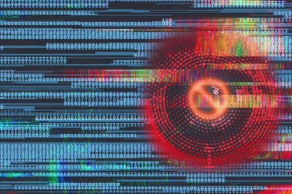 computer code with a red circle