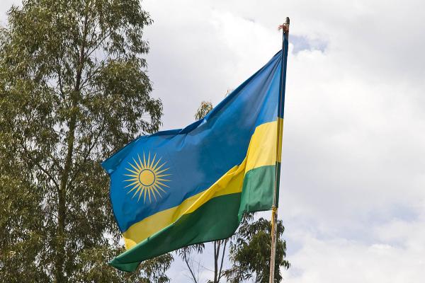 Rwanda flag flying
