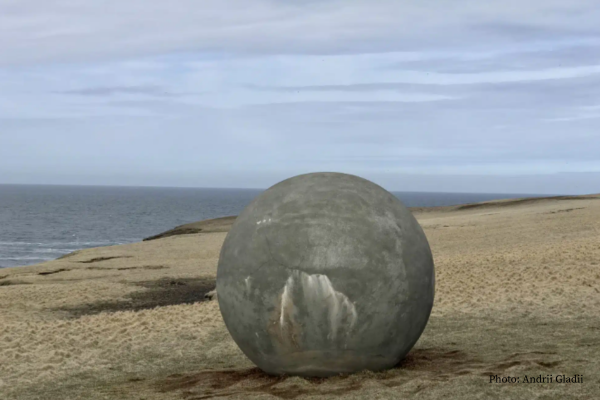 Large round rock on a beach