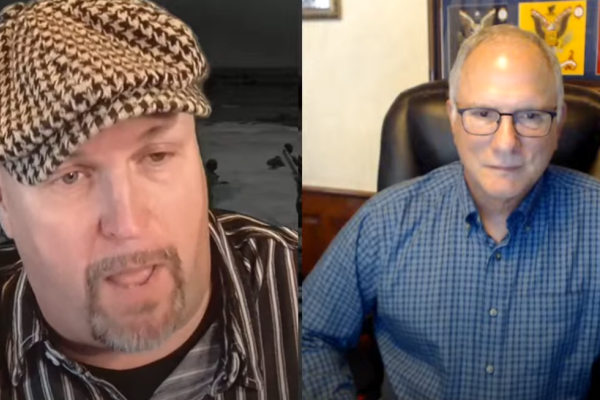 two men talking