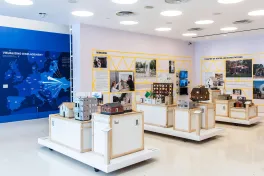 Interior of gallery exhibit of Constructing Hope: Ukraine